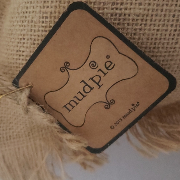 Mud Pie | NWT Burlap Square Accent Fringe Pillow "In All Things Give Thanks" - Picture 2 of 5